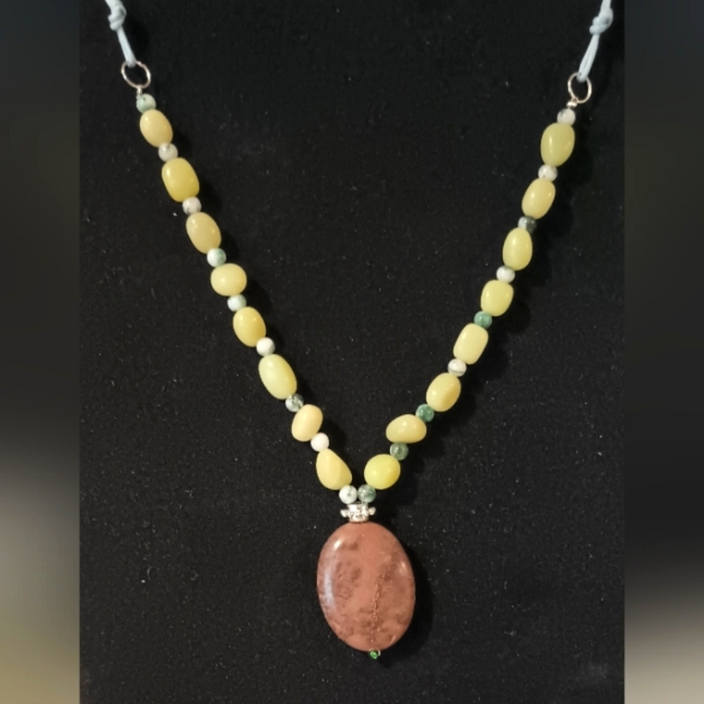 Glass Lampwork Bead Necklace / Mix Of Glass, Acrylic, Gemstones Beads - Picture 10 of 12